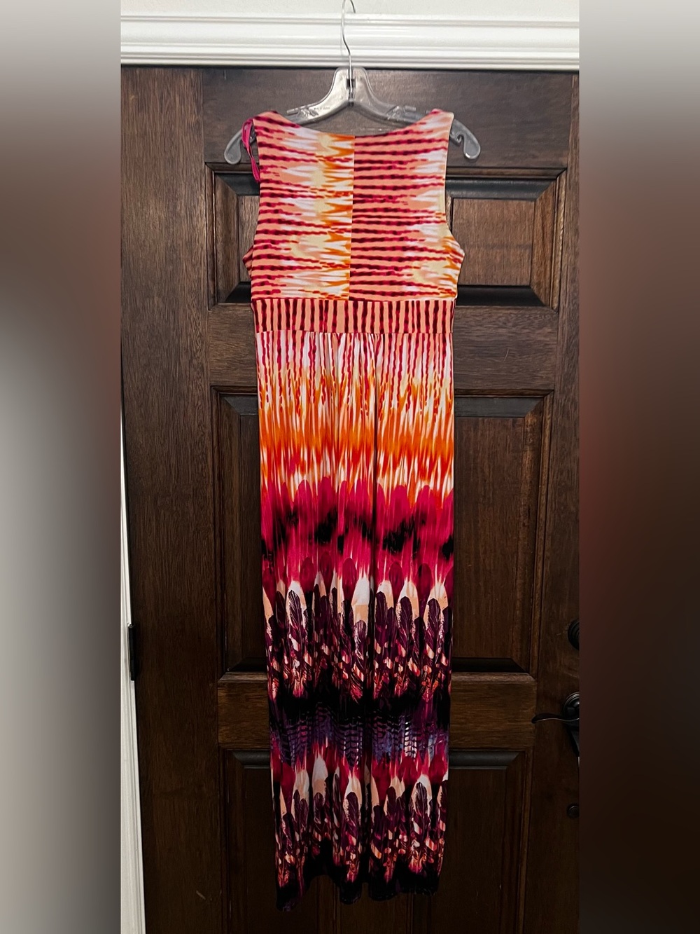 Studio I Sunset Tie-Dye V-Neck Maxi Dress in Pink and Orange - Picture 4 of 5